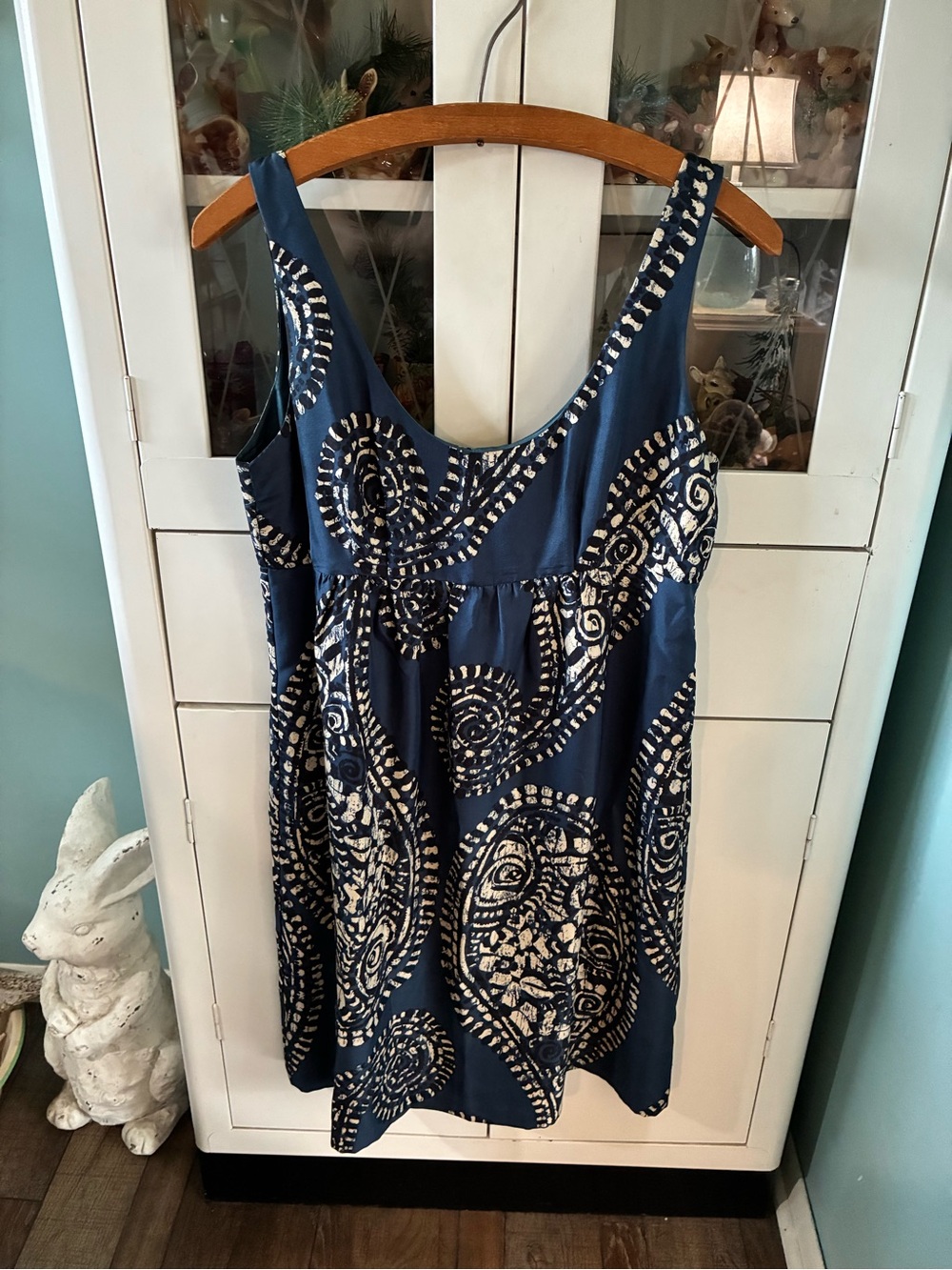 Michael Michael Kors sz 8 Navy Blue Printed Sleeveless Dress euc